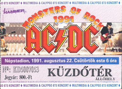 ACDC jegy 1991 front